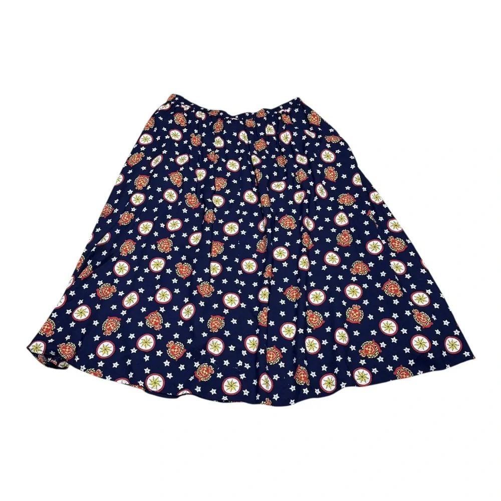 Vintage Pendleton Anchor Nautical Print Midi Skirt
